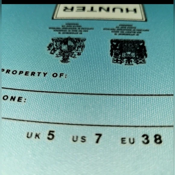 Hunter Original Tall Blue Green Waterproof 7 Boot W/ Matching Metallic Socks - Picture 14 of 16